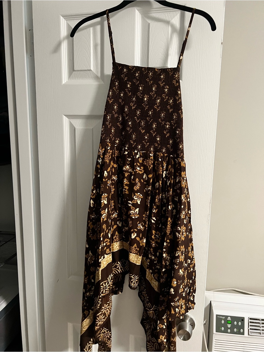 EARTHBOUND Brown Floral Midi Dress with Gold Accents XL